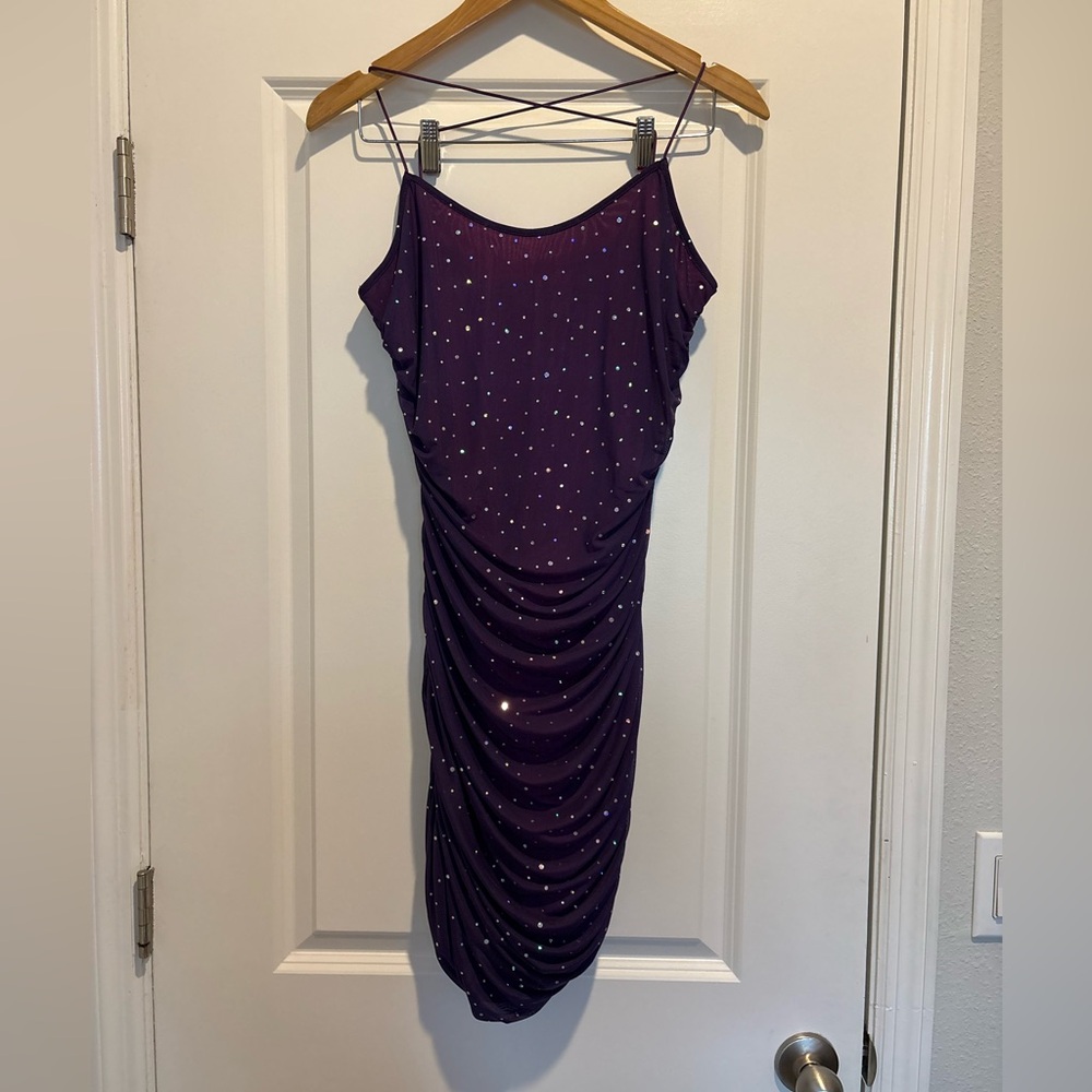 Shein purple ruched bodycon dress